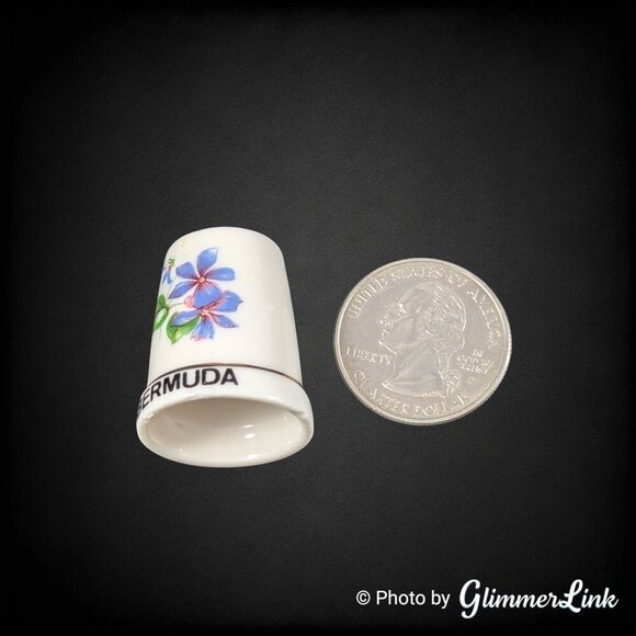 Bermuda Floral Souvenir Porcelain Collectible Thimble - Picture 4 of 8